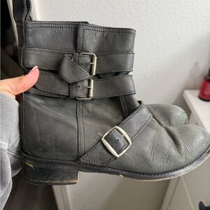 Madewell 1937 Black Leather Moto Boots